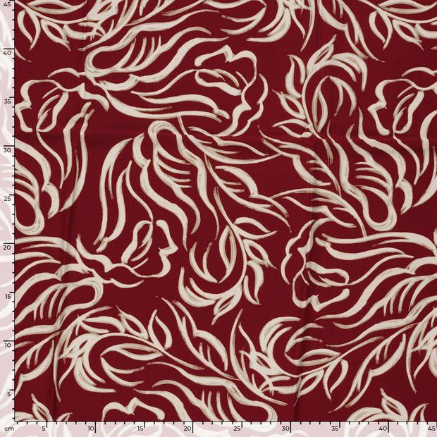 Viscose Twill fabric Abstract Bordeaux
