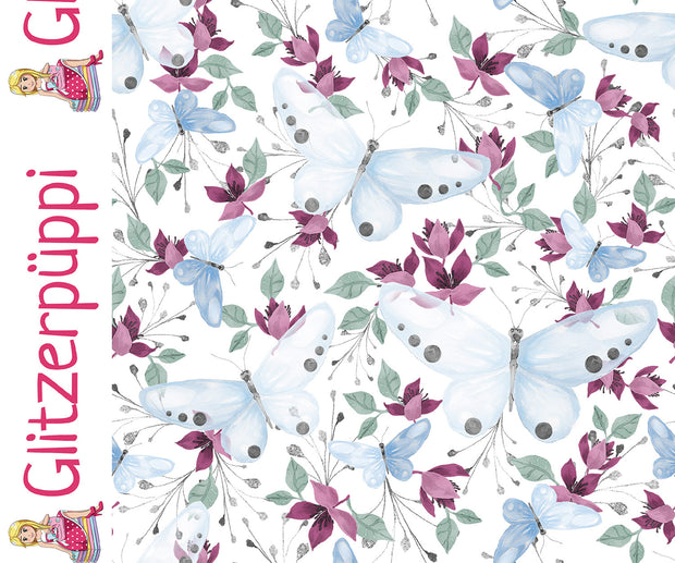 French Terry fabric Butterflies Off White