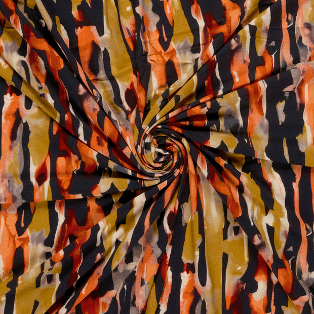Viscose Vortex Jersey fabric Brique printed 