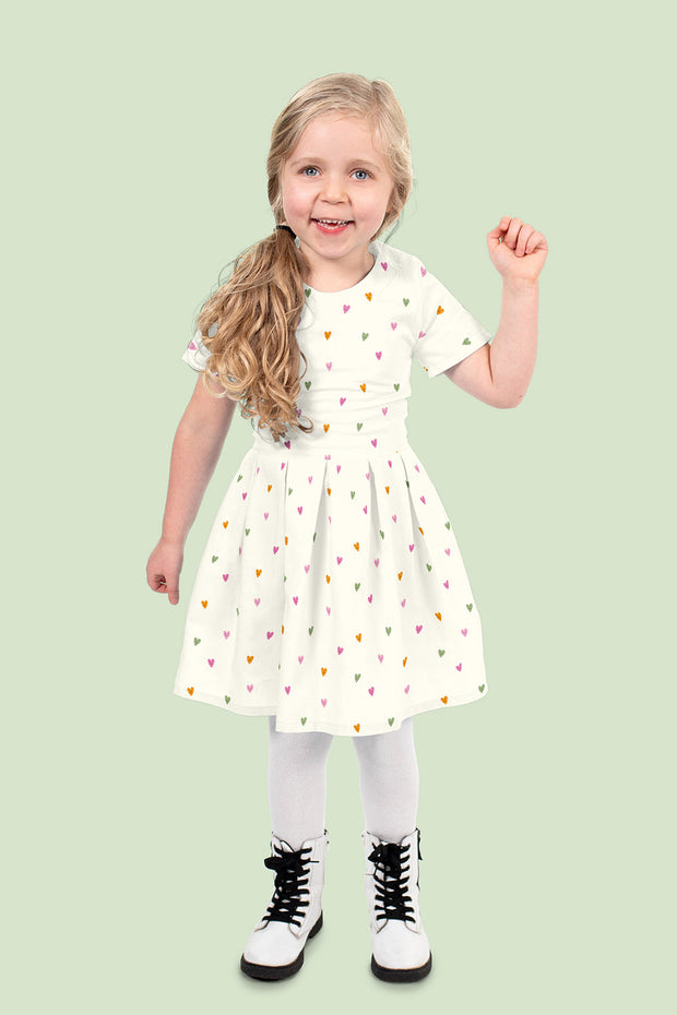 Cotton Poplin fabric Hearts Off White