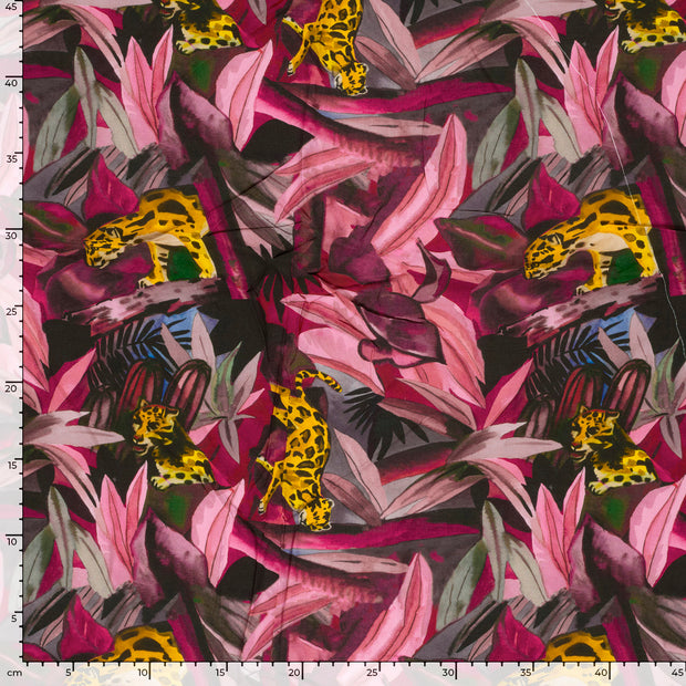 Viscosa Poplin tela Abstracto Fucsia