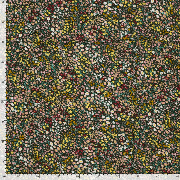 Viscose Poplin fabric Flowers Black