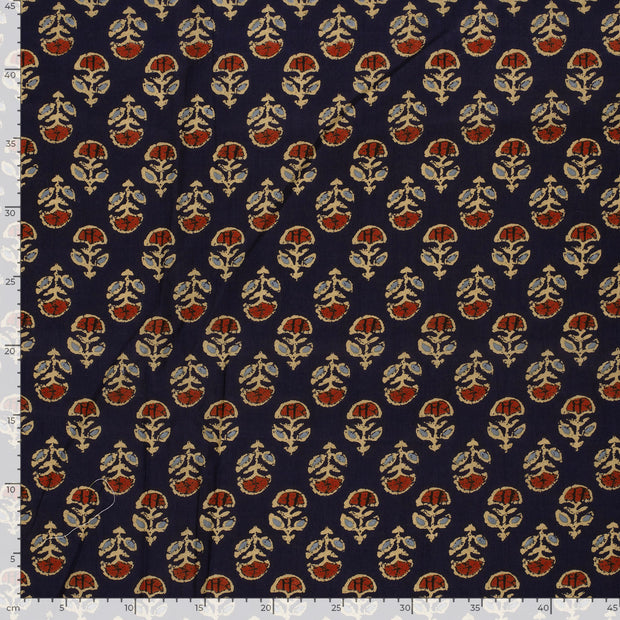Voile fabrik Blumen Marine