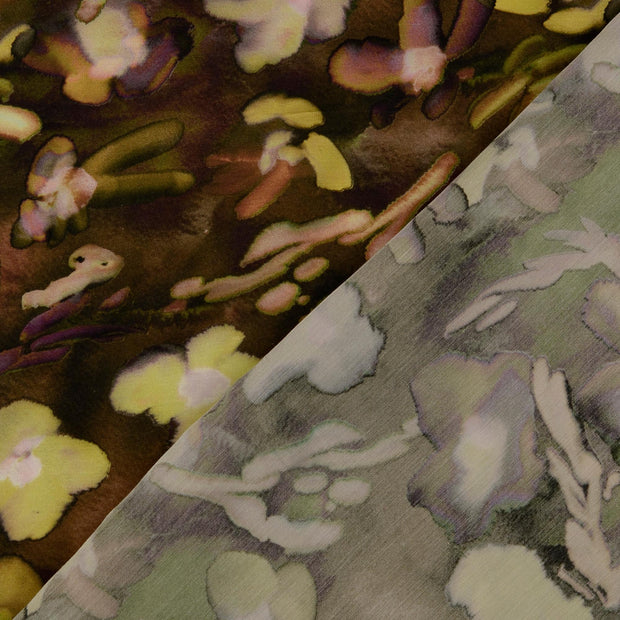 Viscose Satin fabric Brown digital printed 