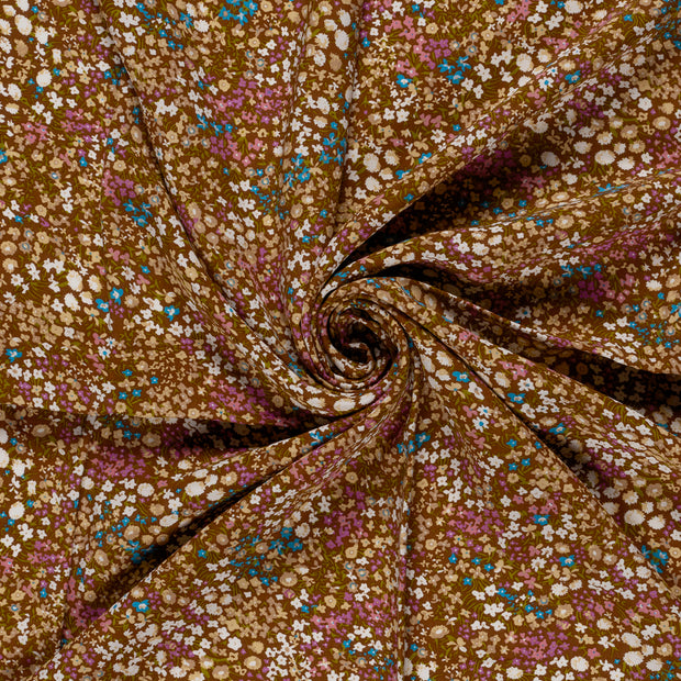 Viscose Poplin fabric Brown printed 