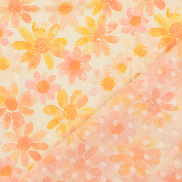 Voile fabric Abricot digital printed 