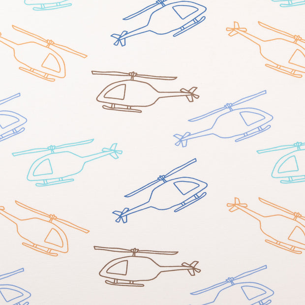 Jersey fabric Vehicles Baby Blue