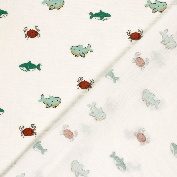 Muslin fabric Animals printed 