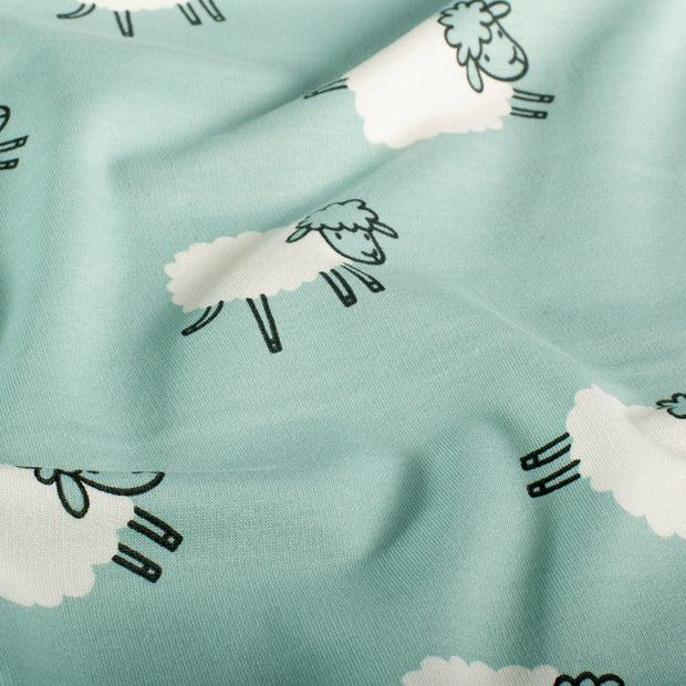 French Terry fabric Sheep Baby Blue