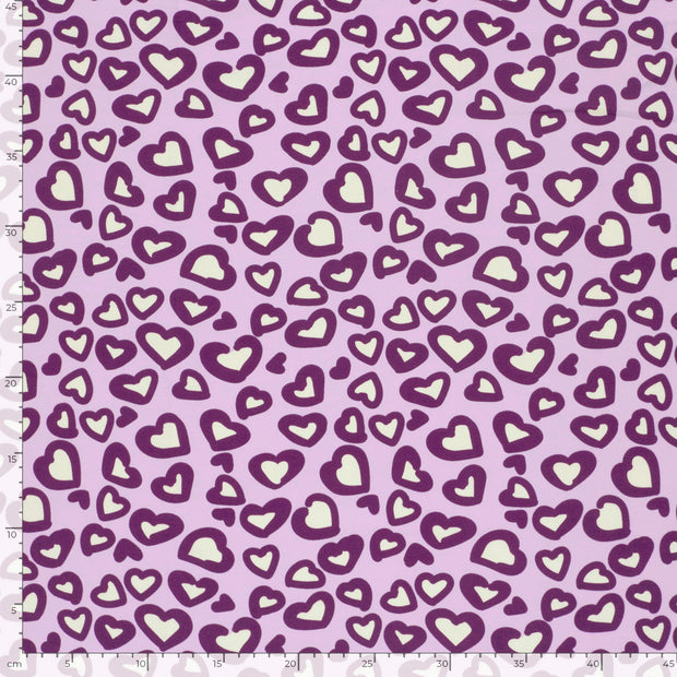 Jersey fabric Hearts Lila