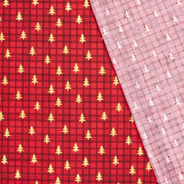 Cotton Poplin fabric Trees printed and foil 