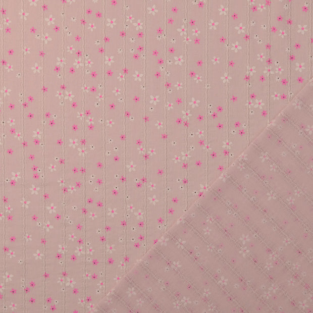 Voile fabric Pink digital printed 