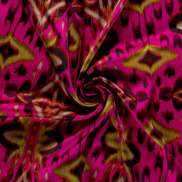 Viscose Satin fabric Fuchsia printed 