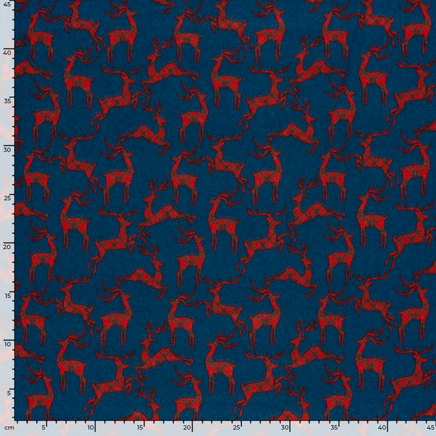 Flannel fabric Deer Navy