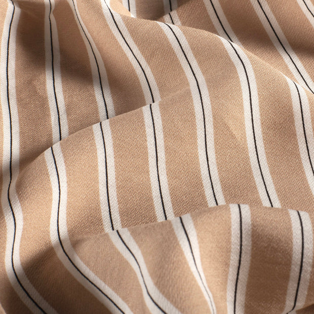 Viscose Nylon Crepe fabric Stripes Camel
