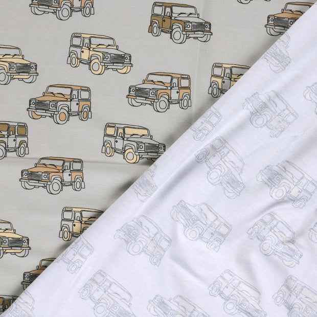 Jersey fabric Cars Grey