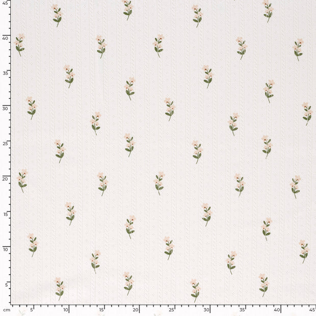 Pinpoint fabric Flowers Off White