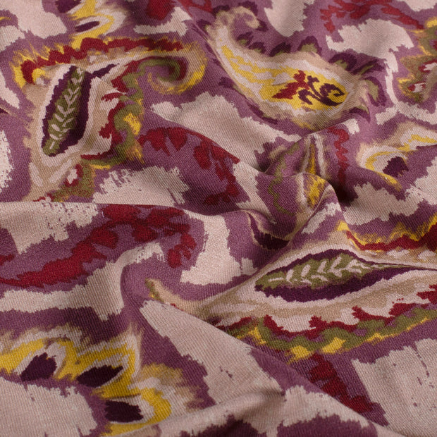 Viscose Vortex Jersey fabric Paisley Aubergine
