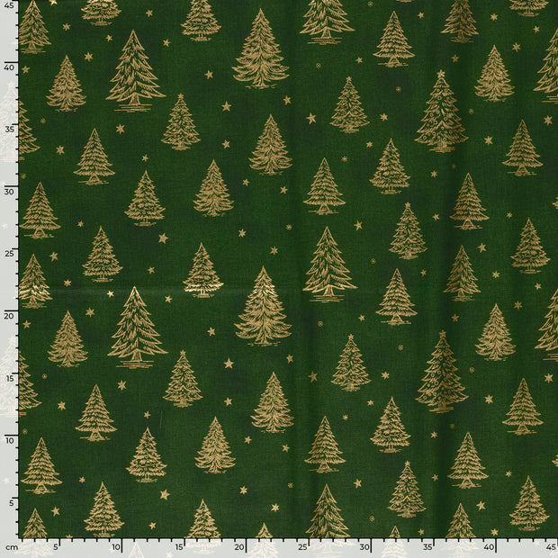 Cotton Poplin fabric Christmas Green