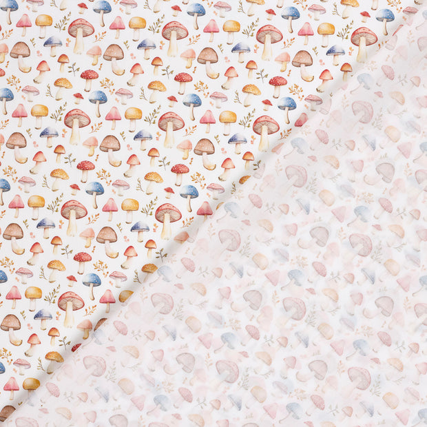 Cotton Poplin fabric Mushrooms 