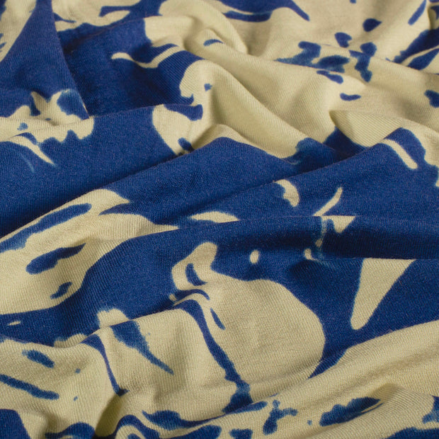 Viscose Vortex Jersey fabric Flowers Steel Blue