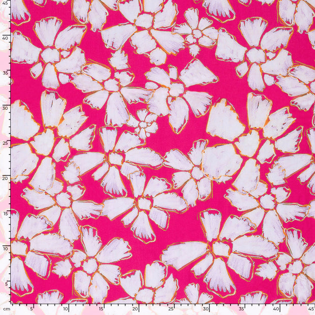 Viscosa Poplin tela Abstracto Fucsia