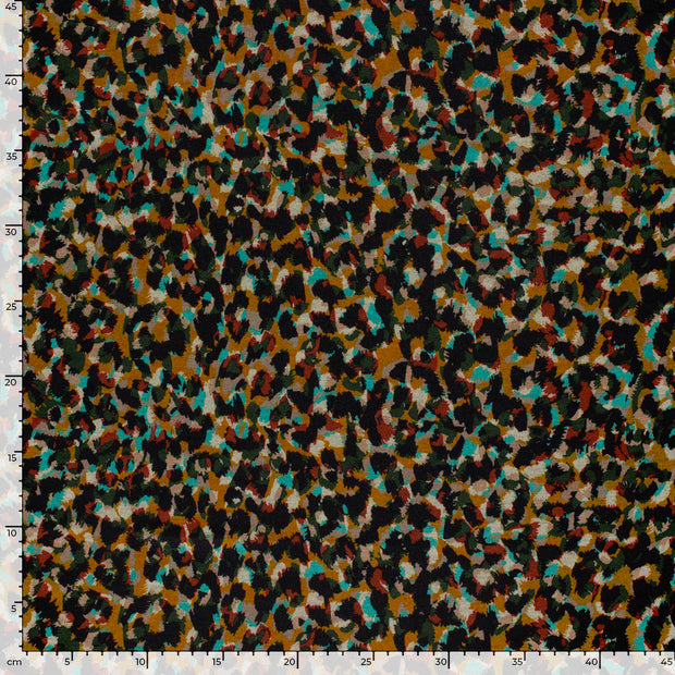Poly Viscose Jersey fabric Abstract Dark Green