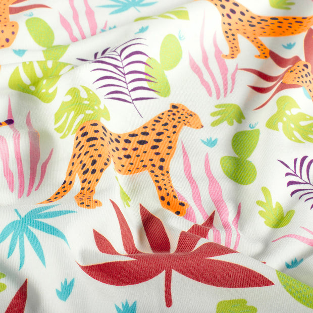 Jersey fabric Panther Off White