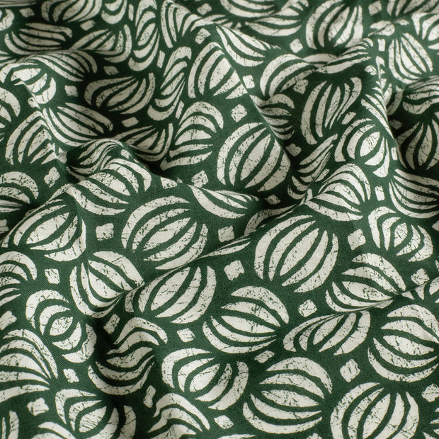 Voile fabric Abstract Dark Green