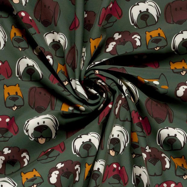 Softshell fabric Dark Green digital printed 