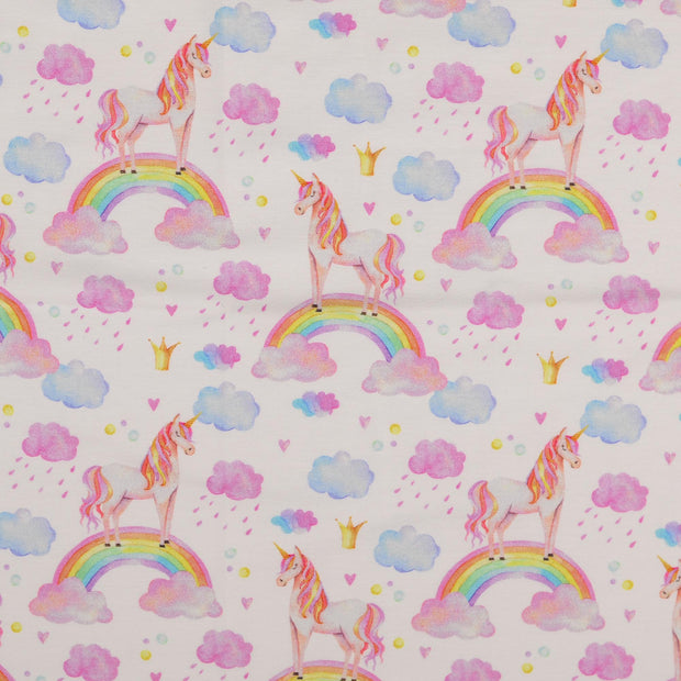 Jersey fabric Rainbow White