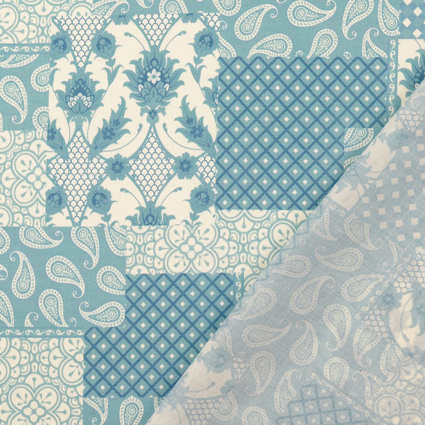 Cotton Poplin fabric Baby Blue digital printed 