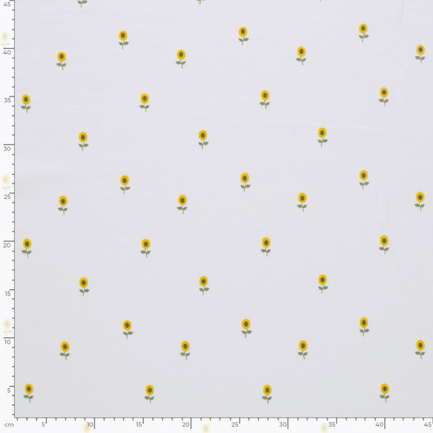 Rib Jersey fabric Flowers Off White