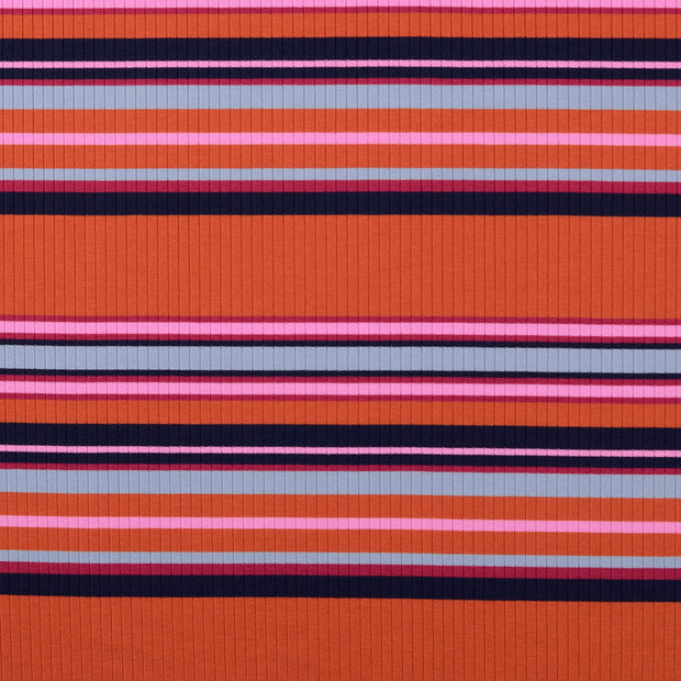 Heavy Knit fabric Stripes Pink