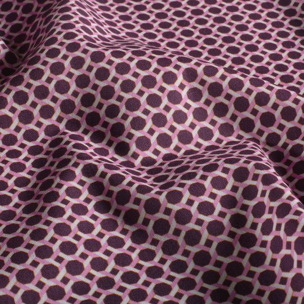 Cotton Poplin fabric Geometric pattern Aubergine