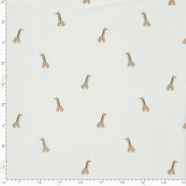 Muslin fabric Giraffes Off White