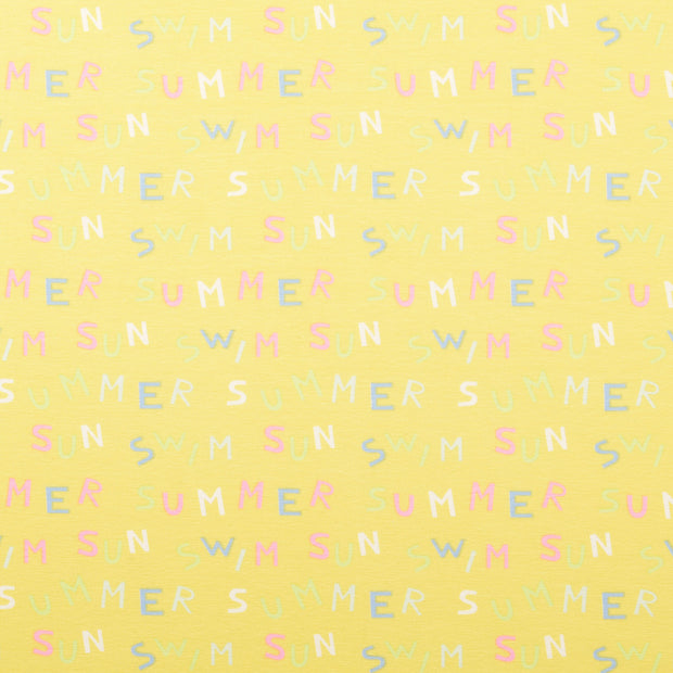 Jersey fabric Writings Yellow