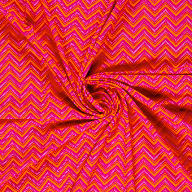 Jersey fabric Zigzag Orange