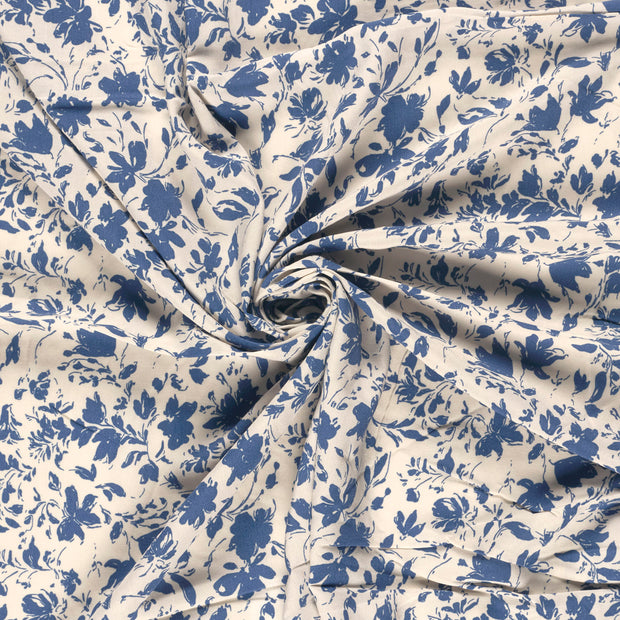 Bamboo Poplin fabric Indigo printed 