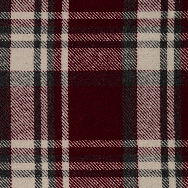 Tweed tela Cuadros Burdeos