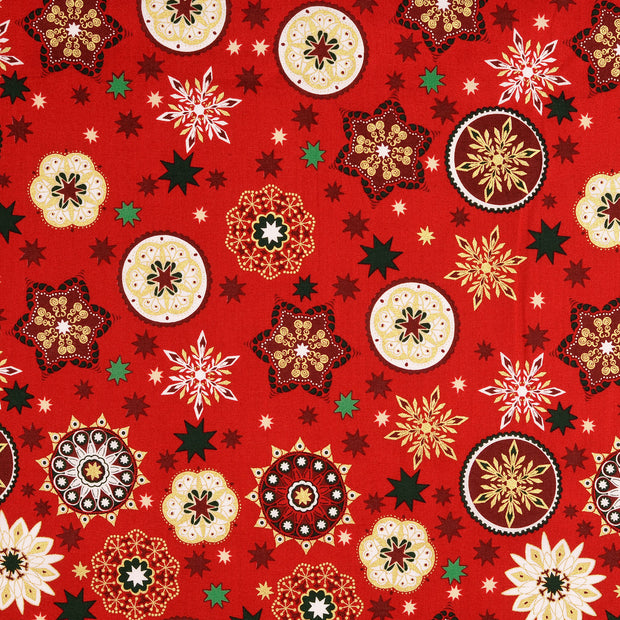  tela Copos de nieve Rojo