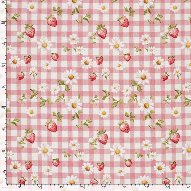 Katoen Poplin stof Bloemen Roze
