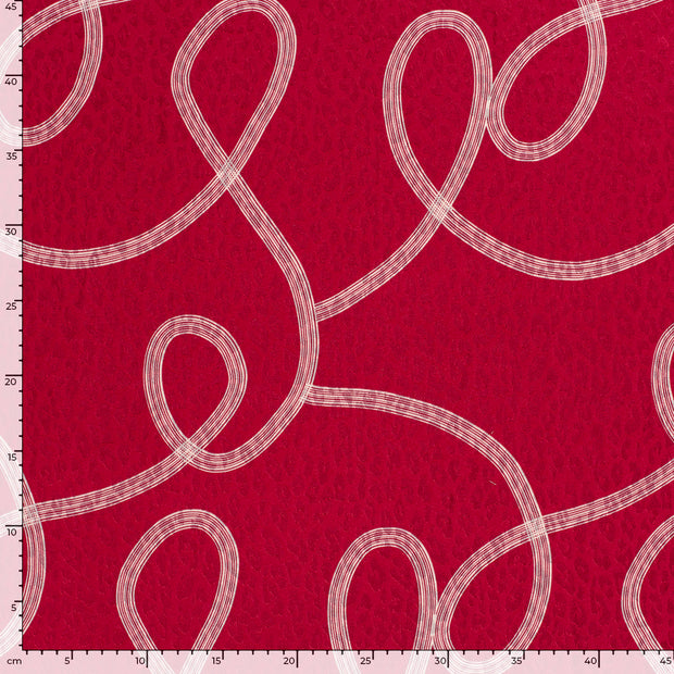 Satin Jacquard fabrik Panther Dunkelrot