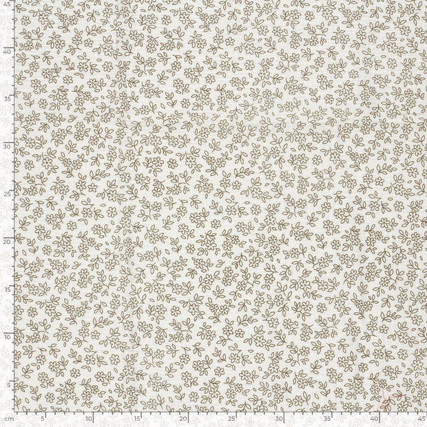 Muslin fabric Flowers Off White