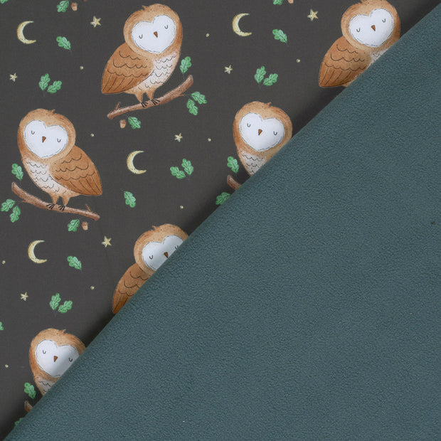 Softshell fabric Owls digital printed 