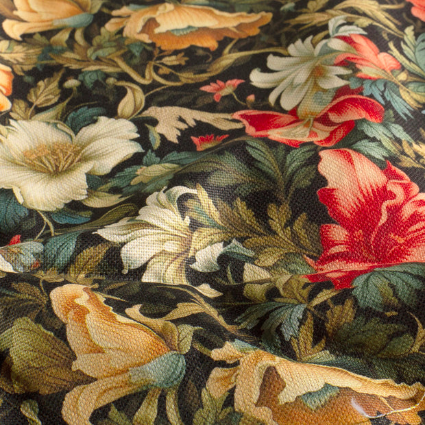 Panama fabric Flowers Black