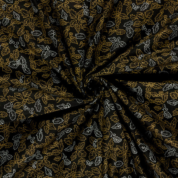Cotton Poplin fabric Black printed 