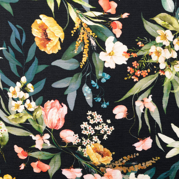 Plissé fabric Flowers Multicolor