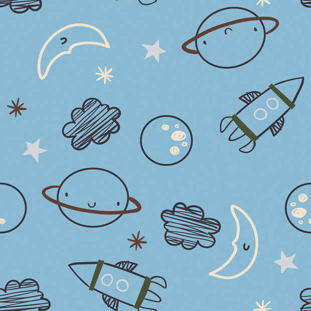 Flannel fabric Space Light Blue