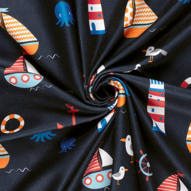Beach towel fabric Navy digital printed 